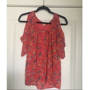 Red floral cold shoulder too